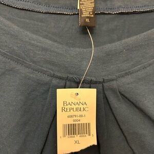 Banana Republic Slate Blue Pleated Crewneck Top